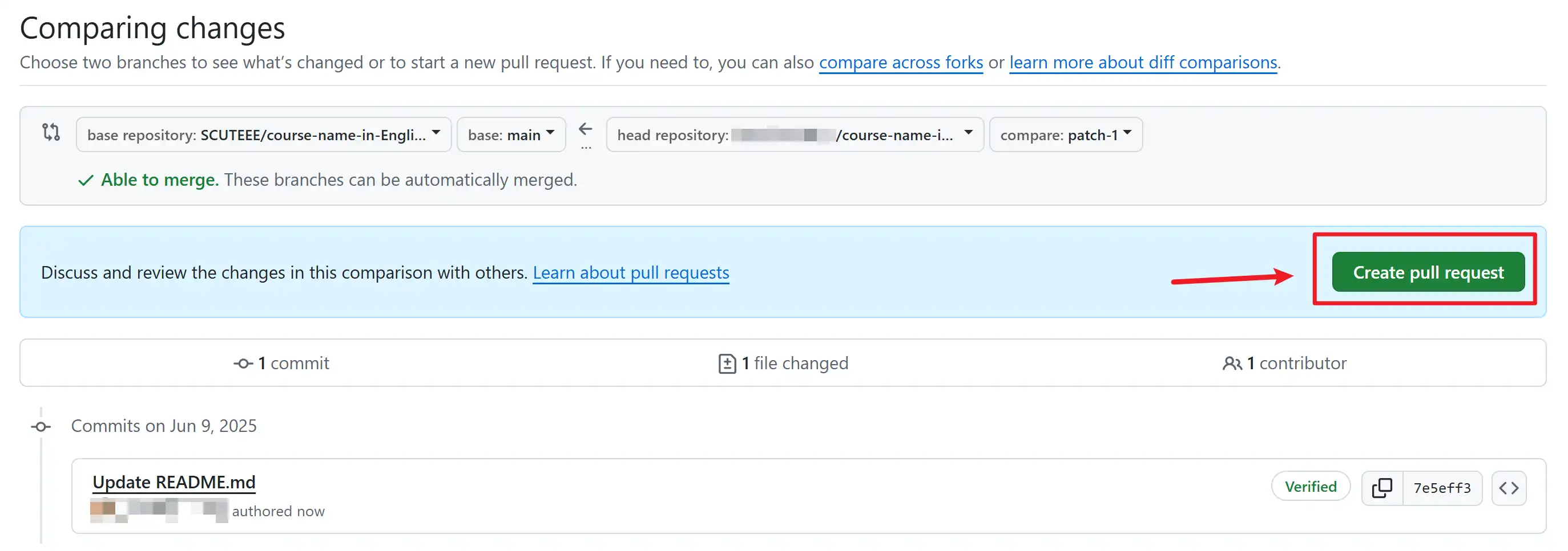 Create pull request