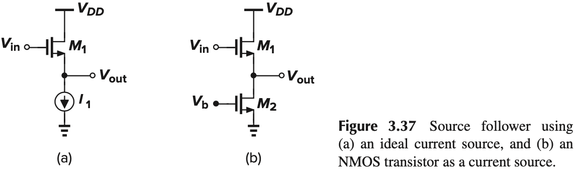 Figure 3.37 Source follower using current source