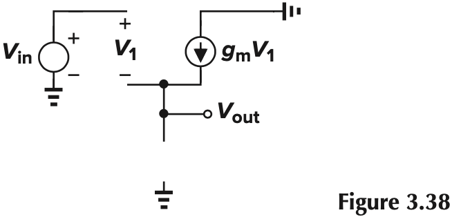 Figure 3.38 source follower with ideal current source