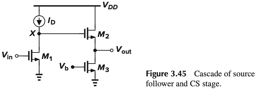 Figure 3.45 Cascade of source follower and CS stage