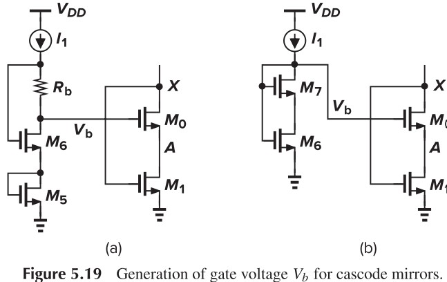 Figure 5.19 Generation of gate voltage Vb for cascode mirrors
